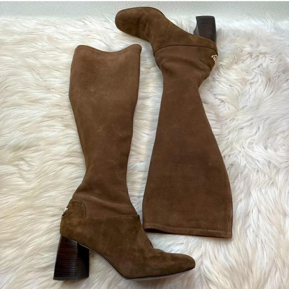 Tory Burch Knee High Sydney suede boots brown